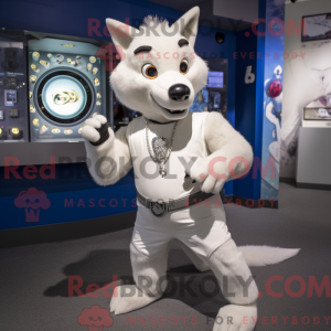 Witte Dingo mascottekostuum...