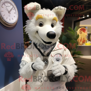 Hvit Dingo maskot drakt...
