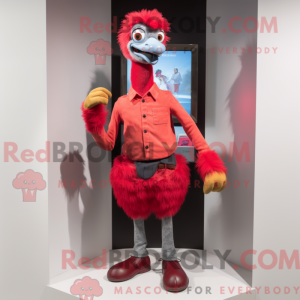 Rød struts maskot drakt...