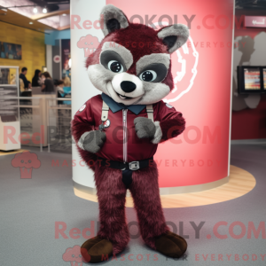 Maroon Raccoon mascot...