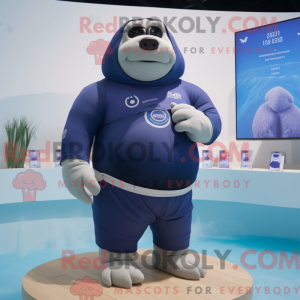 Navy Walrus maskot kostume...