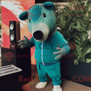Teal Tapir mascot costume...