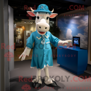 Cyan Zebu-maskot drakt...