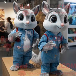 Sølv flyvende egern maskot...