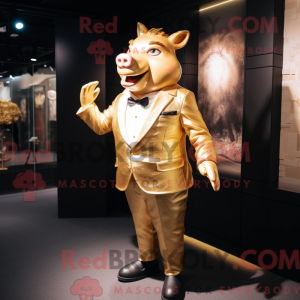 Gold Sow mascottekostuum...