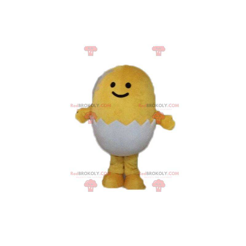 Mascot pollito amarillo en un caparazón - Redbrokoly.com