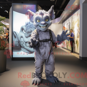 Grå Gargoyle maskot kostume...