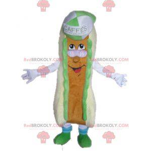 Mascota de sandwich gigante. Mascota de perro caliente -