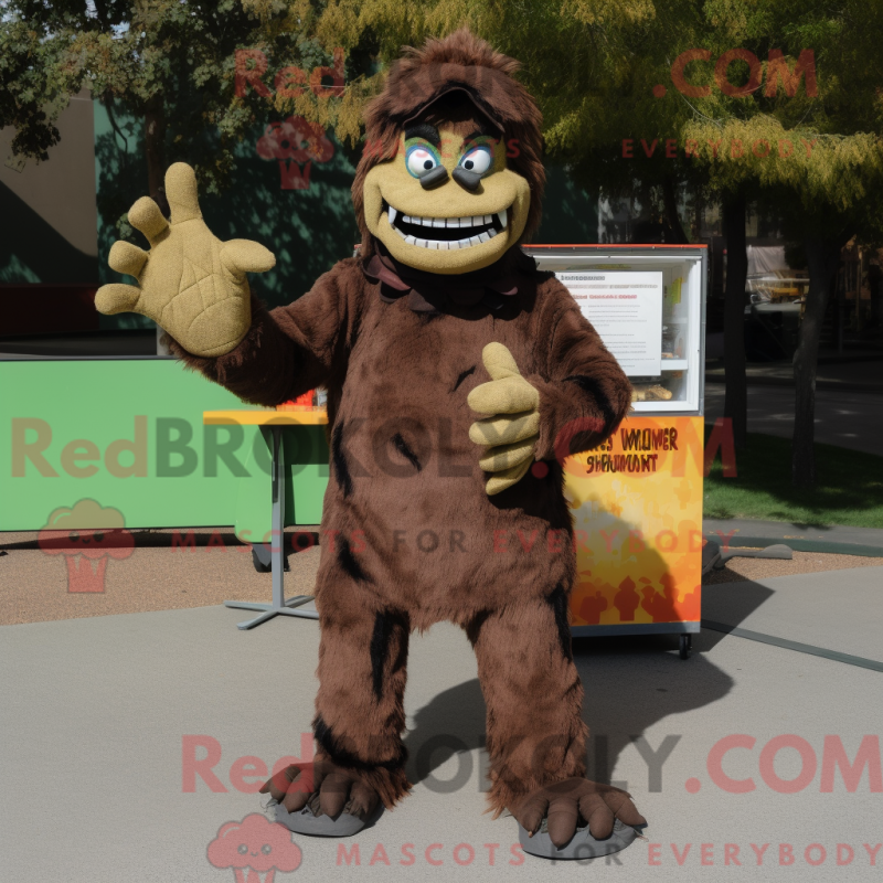 Fantasia de mascote de Frankenstein marrom com calça capri e luvas - Mascotes de Frankenstein - REBROKO_209396 - RedBrokoly.com