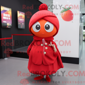 Rød blomme maskot kostume...