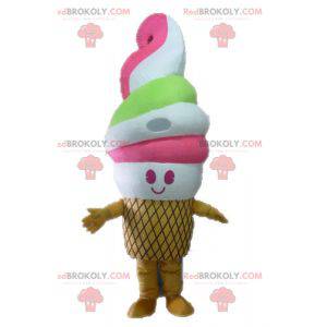 Casquinha de sorvete rosa de mascote. Mascote de sorvete -