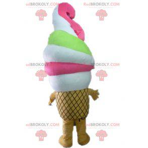 Casquinha de sorvete rosa de mascote. Mascote de sorvete -