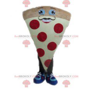 Mascote gigante da pizza. Mascote de fatia de pizza -