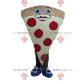 Mascote gigante da pizza. Mascote de fatia de pizza -