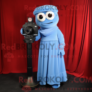 Blue Camera maskot kostume...