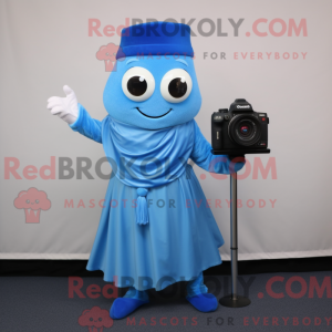 Blue Camera maskot kostume...