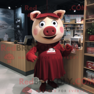 Maroon Pig-mascottekostuum...