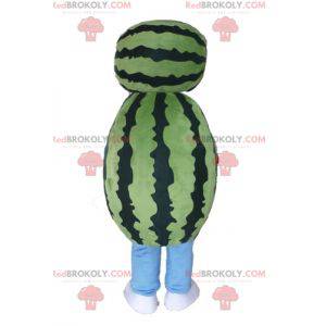 Riesiges Wassermelonenmaskottchen. Maskottchen mit grünen