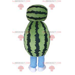 Gigantisk vannmelon maskot. Grønn frukt maskot - Redbrokoly.com