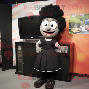 Sort tv-maskotkostumefigur...