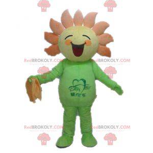 Giant yellow and orange flower mascot. Sun mascot -