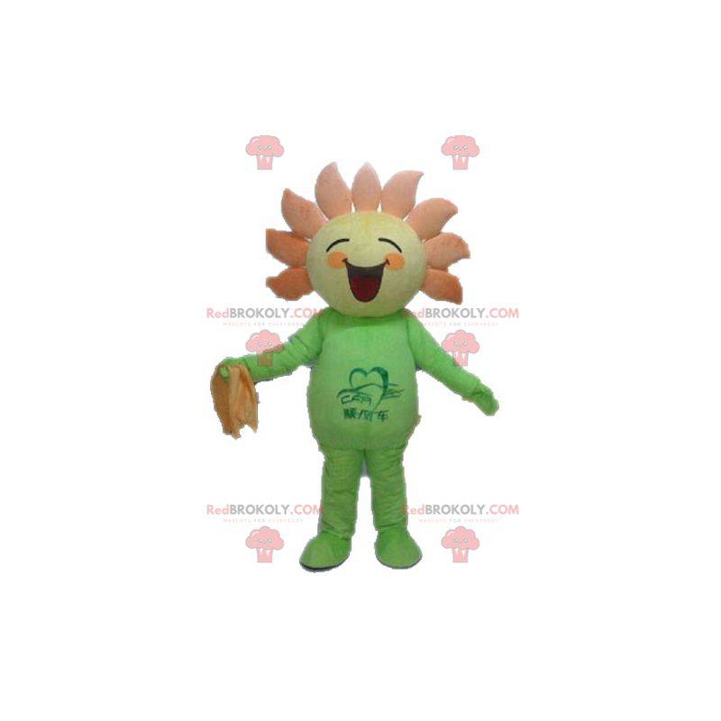 Giant yellow and orange flower mascot. Sun mascot -