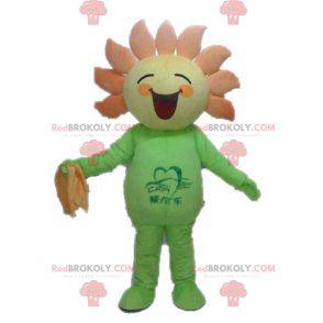 Giant yellow and orange flower mascot. Sun mascot -