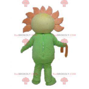 Giant yellow and orange flower mascot. Sun mascot -