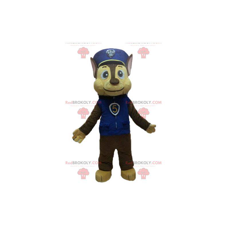 Mascote cachorro marrom em uniforme de policial - Redbrokoly.com