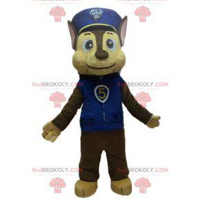 Mascote cachorro marrom em uniforme de policial - Redbrokoly.com