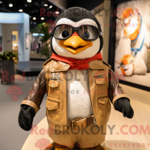Tan Penguin maskot kostume...