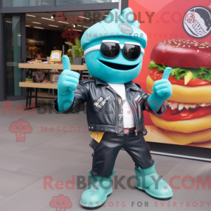 Turquoise Burgers mascot...