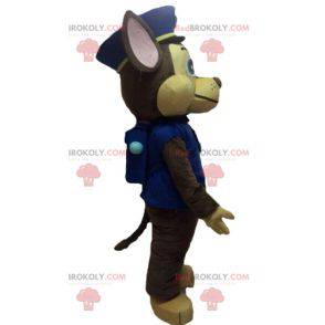 Mascotte de chien marron en uniforme de policier -