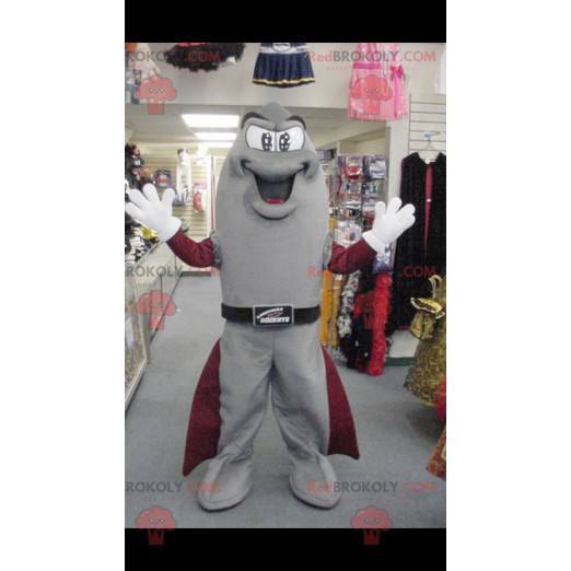 Sehr stolzes graues und rotes Raketenmaskottchen -