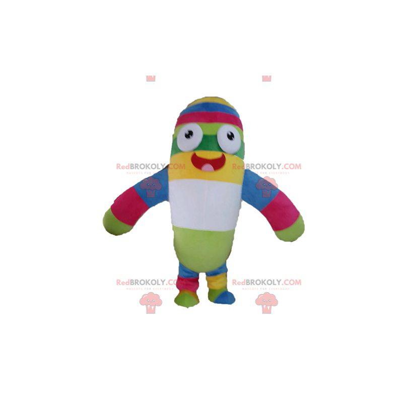 Mascotte di peluche multicolore. Mascotte pillola colorata -