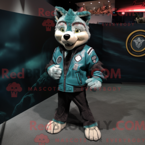Teal Wolf mascottekostuum...