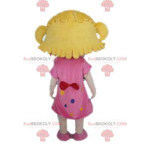 Mascot blonde girl with a pink dress - Redbrokoly.com