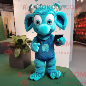 Cyaan Ram mascottekostuum...