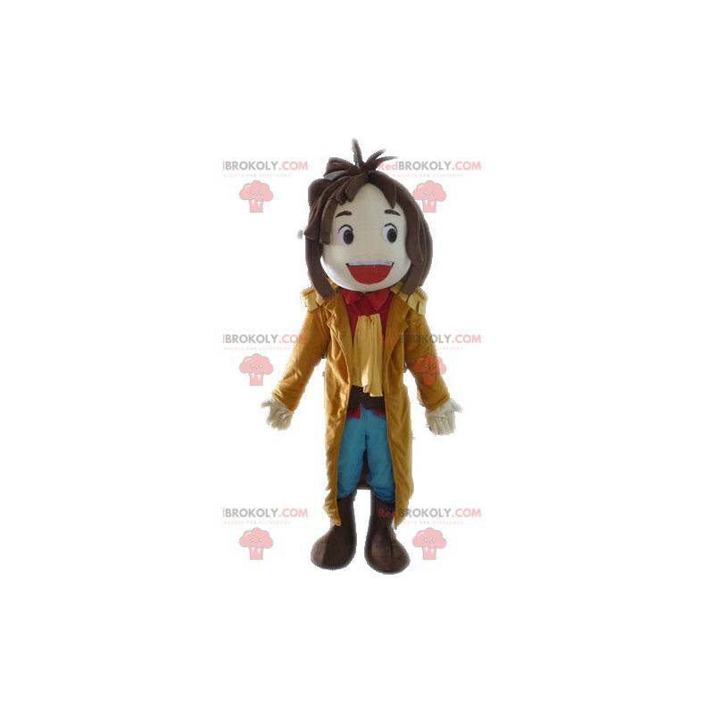 Smiling boy mascot with a long coat - Redbrokoly.com