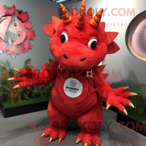 Red Stegosaurus mascot...
