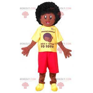 Afro chlapec maskot. Africký maskot - Redbrokoly.com