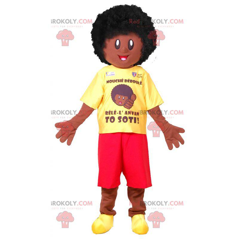 Afro Boy Maskottchen. Afrikanisches Maskottchen - Redbrokoly.com