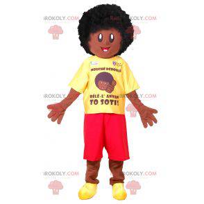 Mascotte de garçon afro. Mascotte d'Africain - Redbrokoly.com