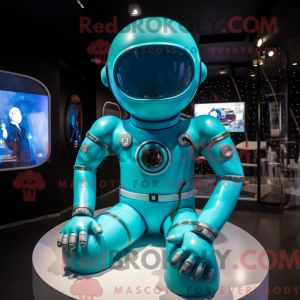 Cyan Astronaut maskot...
