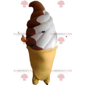 Double chocolate / vanilla ice cream cone mascot -