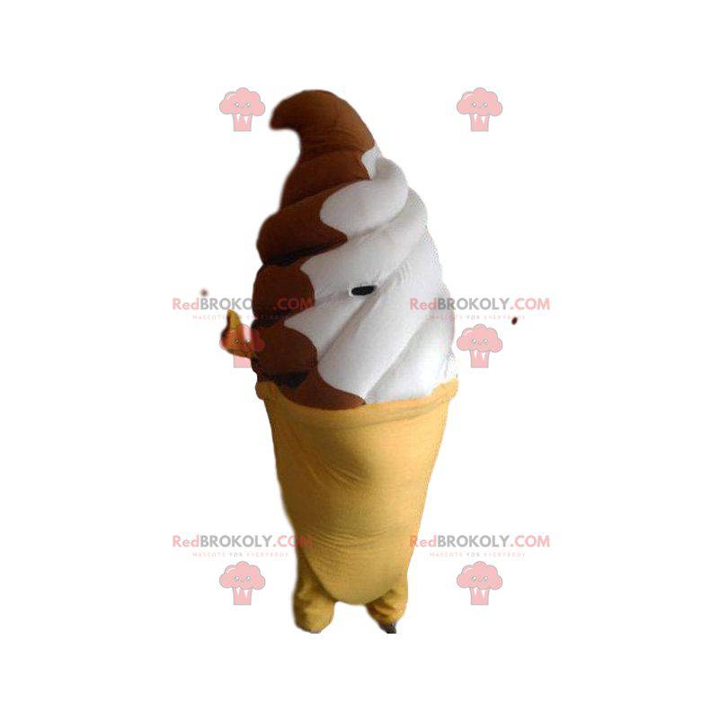 Double chocolate / vanilla ice cream cone mascot -
