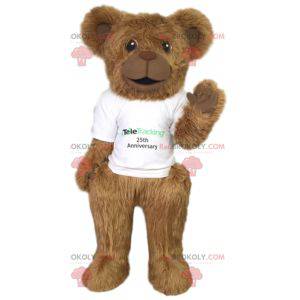 Mascotte d'ourson brun souriant. Costume d'ours brun -