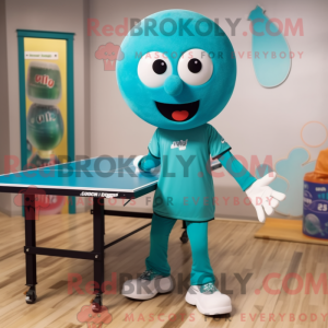 Teal Ping Pong Table mascot...