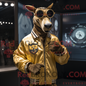 Guld Okapi maskot kostume...