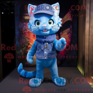 Blue Cat maskot kostume...